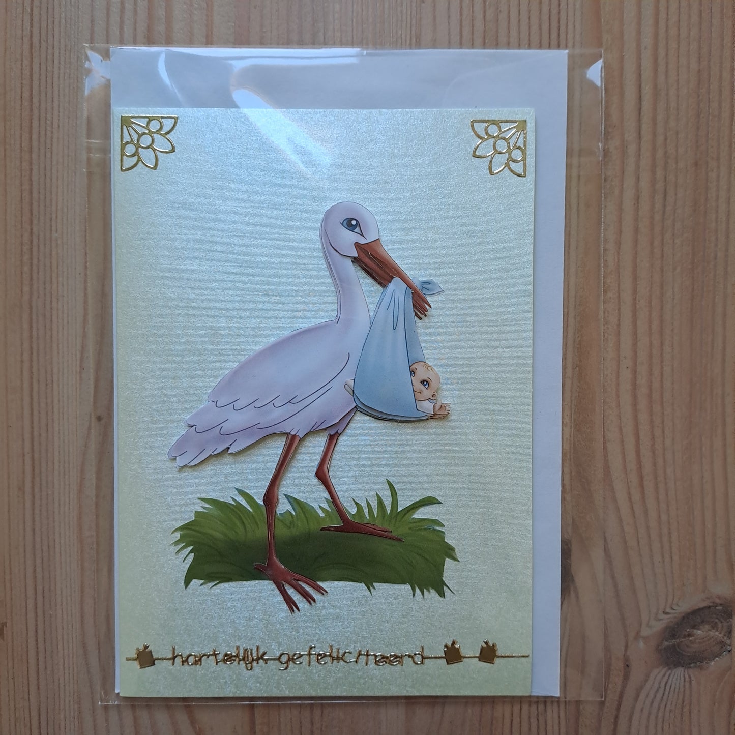 Wenskaart geboorte ooievaar