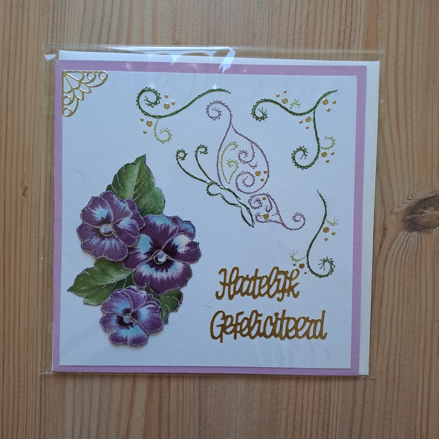 Hartelijk gefeliciteerd kaart viooltje