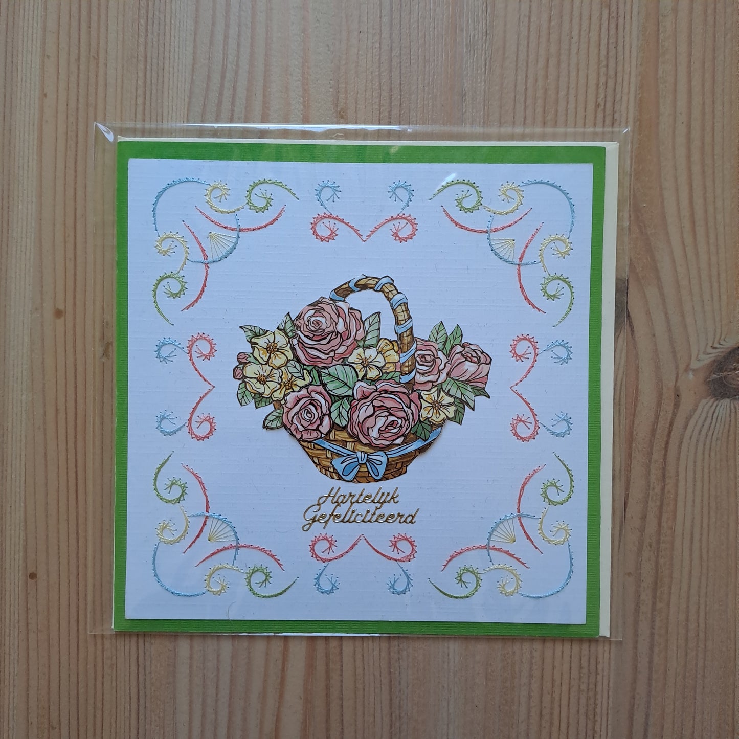 Wenskaart hartelijk gefeliciteerd bloemen