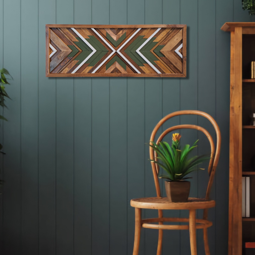 Houten wanddecoratie hal