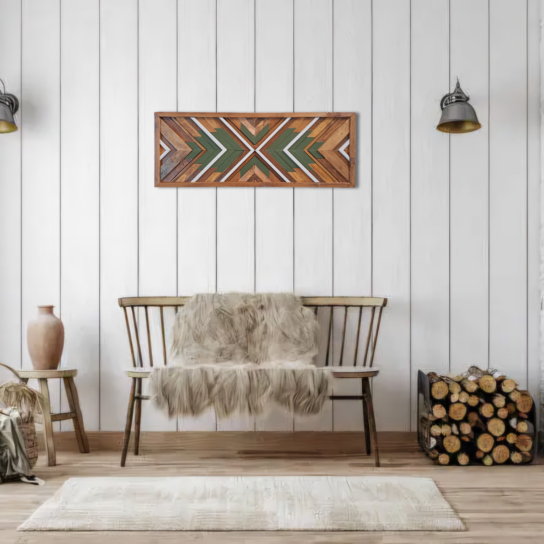 Houten wanddecoratie groot groen hout