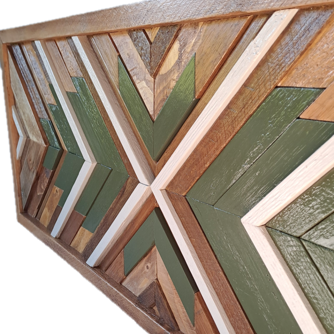 Wanddecoratie hout met groen