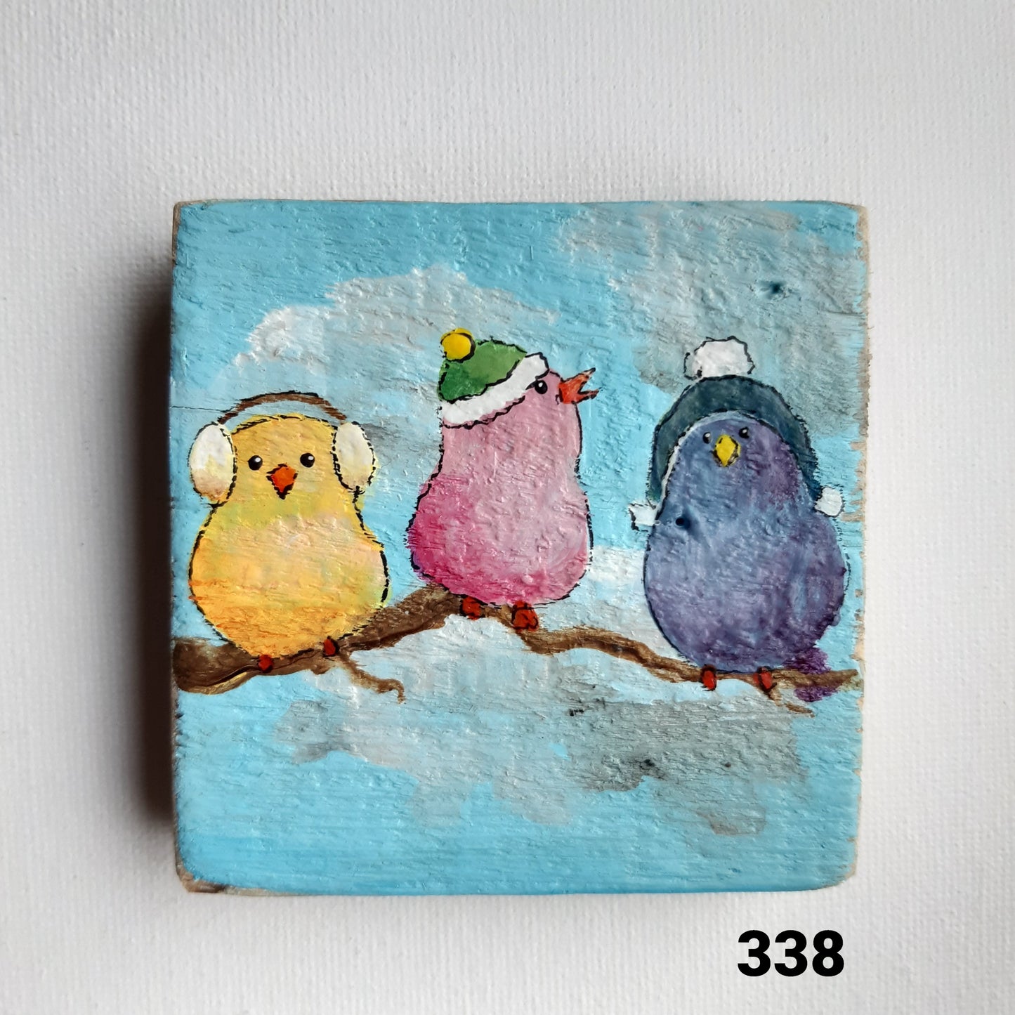 Vogel schilderijtje winter