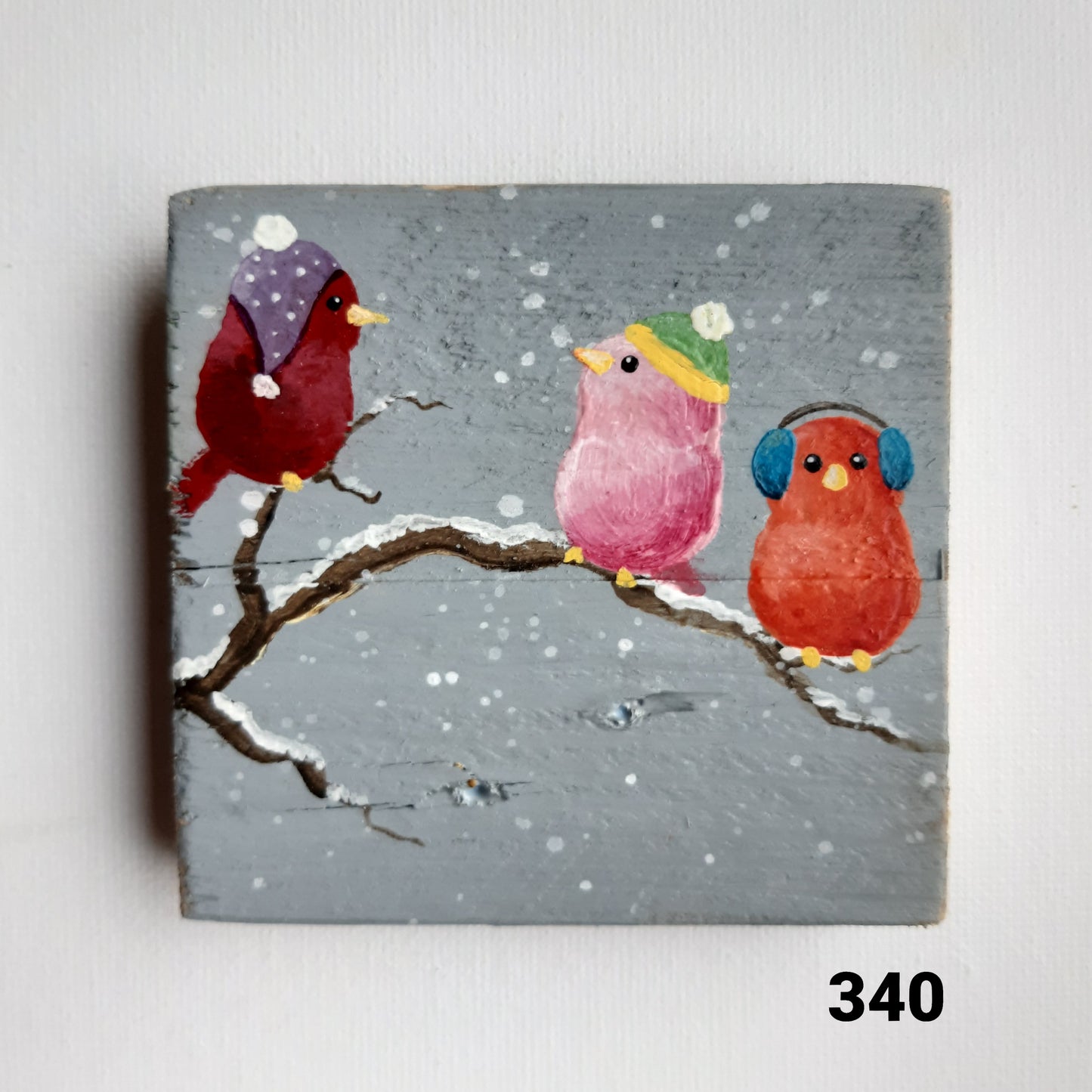 Vogel schilderijtje winter