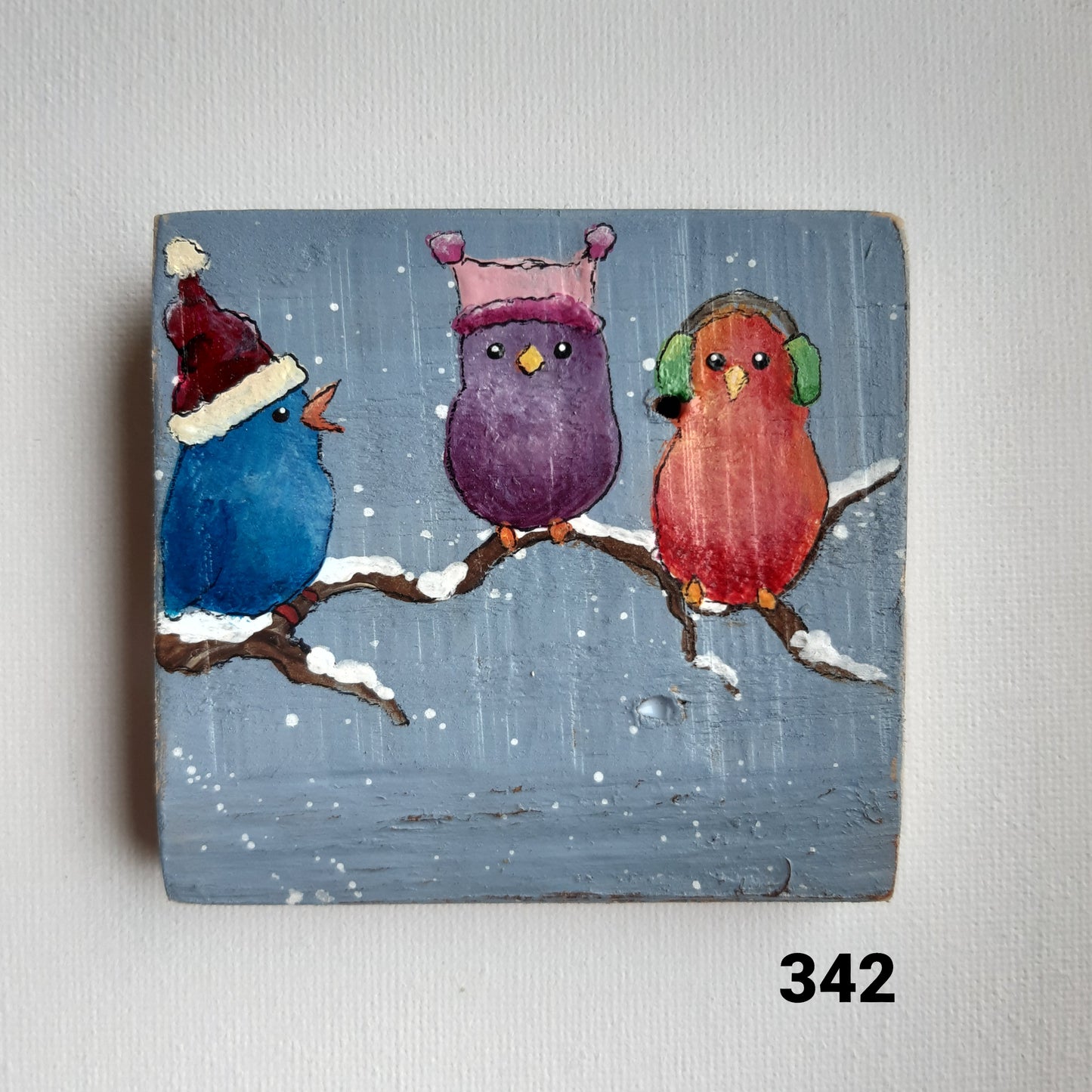 Vogel schilderijtje winter