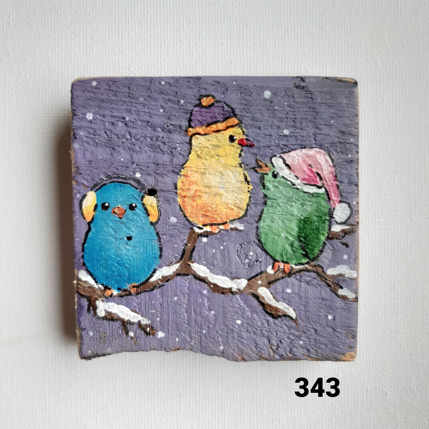 Vogel schilderijtje winter