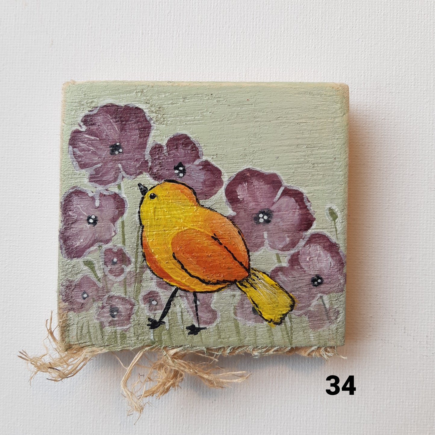 Mini vogelschilderijtje bloemen