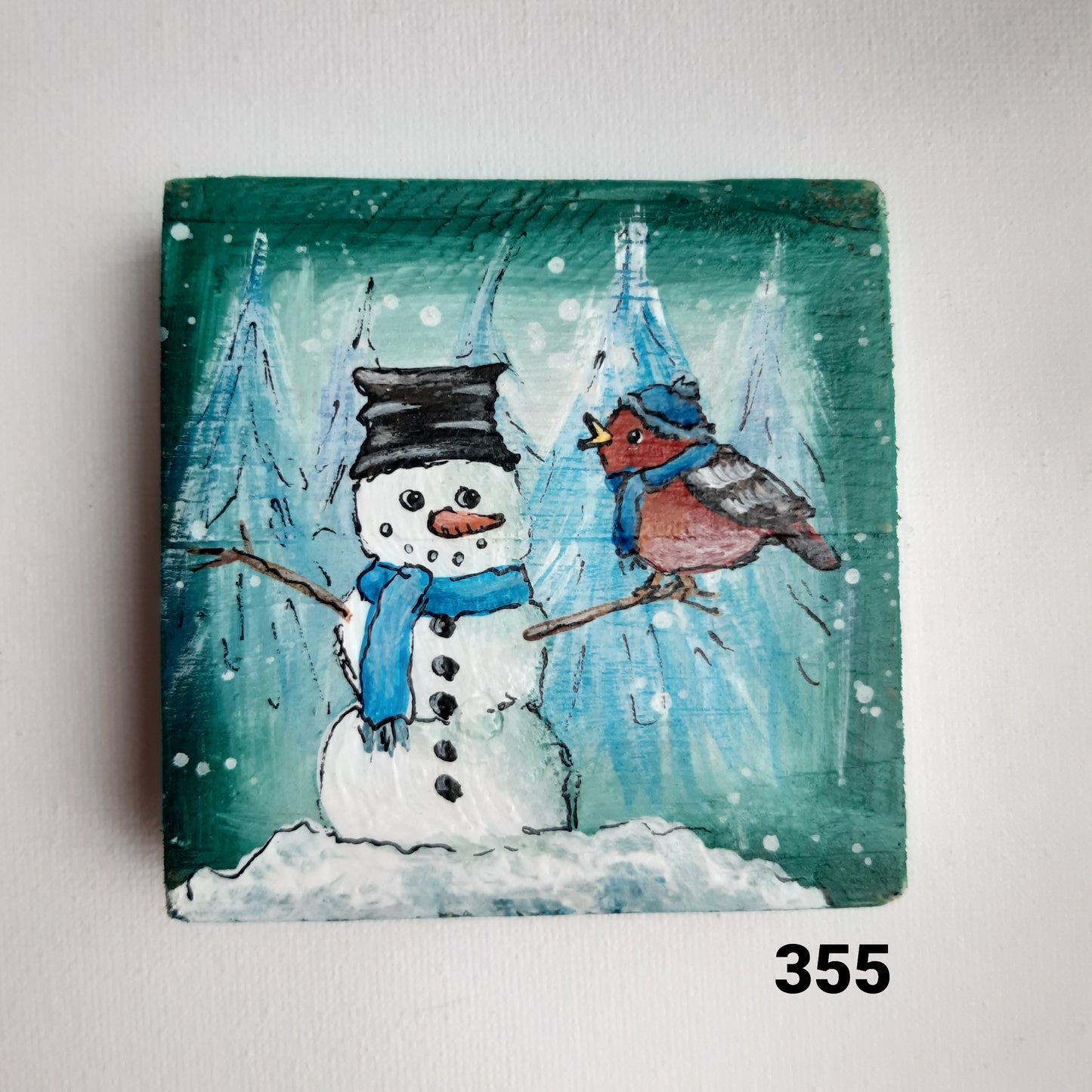 Vogel schilderijtje winter