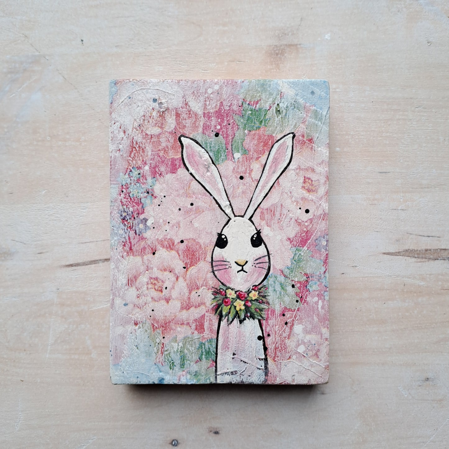 Schilderijtje op hout konijn/haas