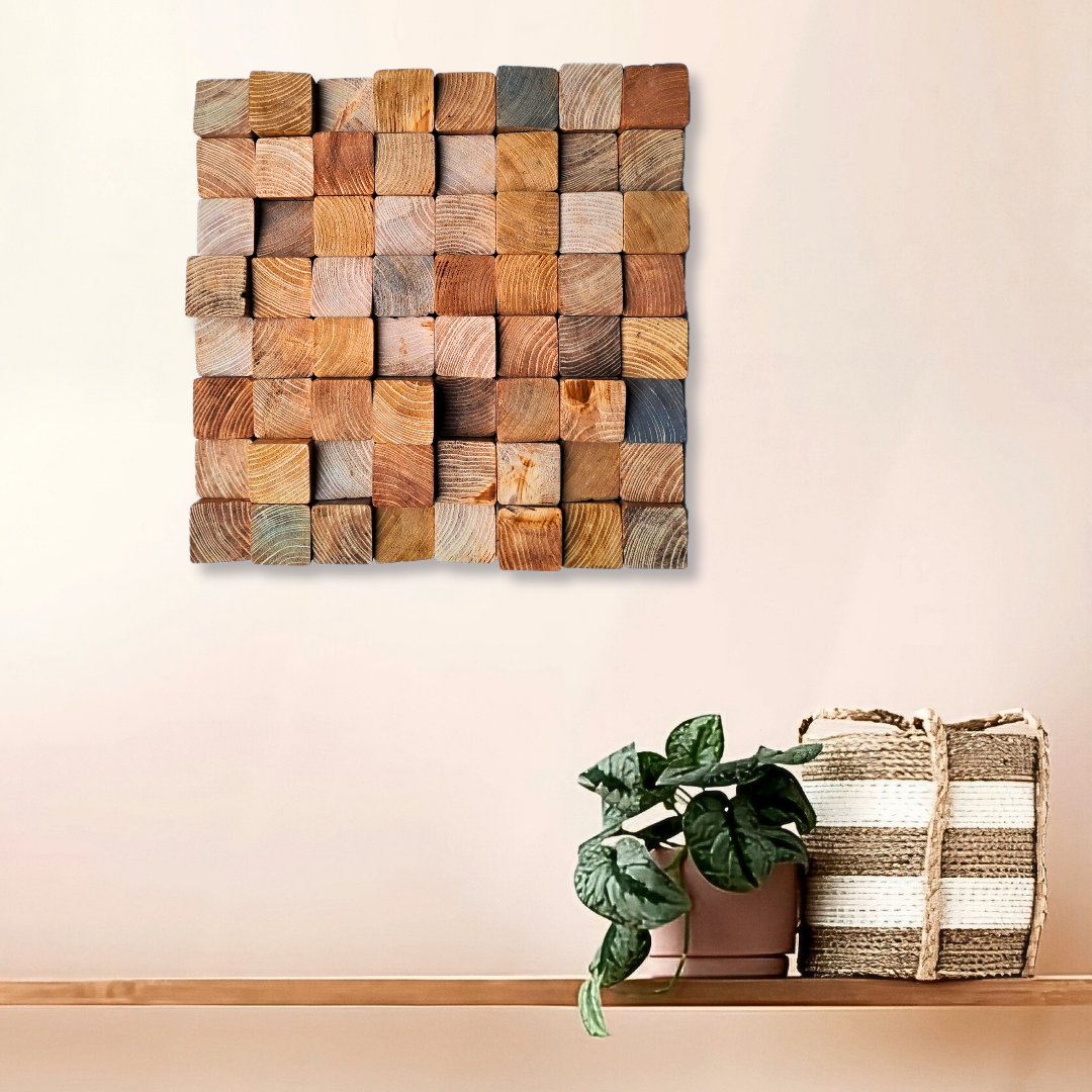 Wanddecoratie hout block