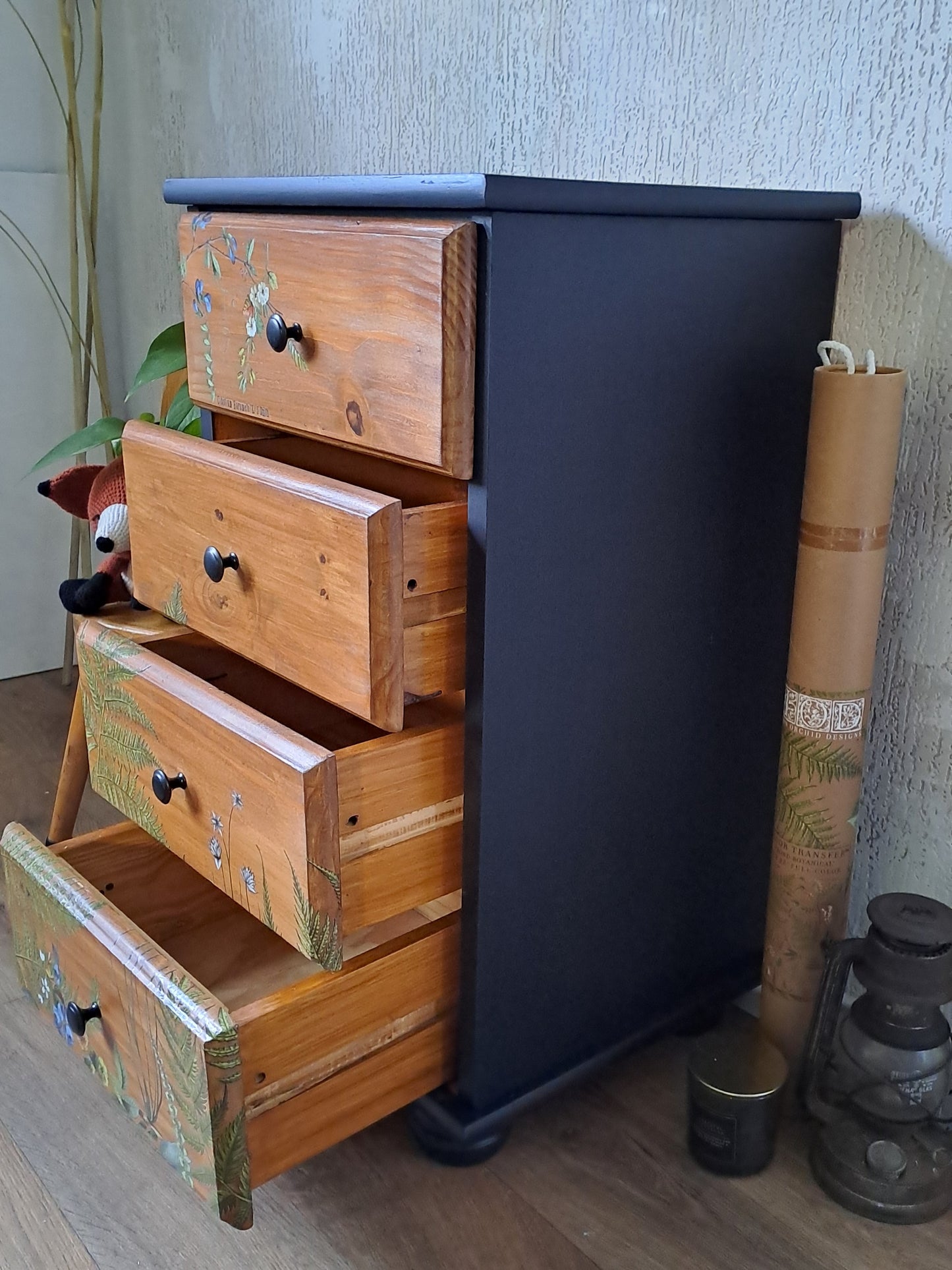 Botanisch ladekastje zwart