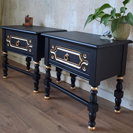 Set nachtkastjes zwart goud