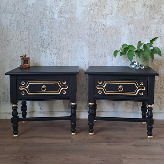 Set nachtkastjes zwart goud