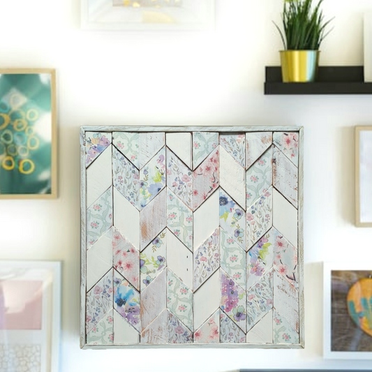 Houten wanddecoratie cottage floral